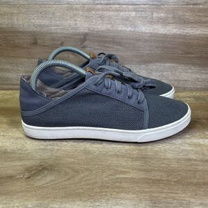 Olukai Pehuea Li Shoes Womens 9 Gray Comfort Knit Slip On Lace Up Sneakers